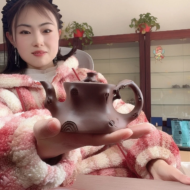 泥塑有*宜兴紫砂紫泥壶树桩