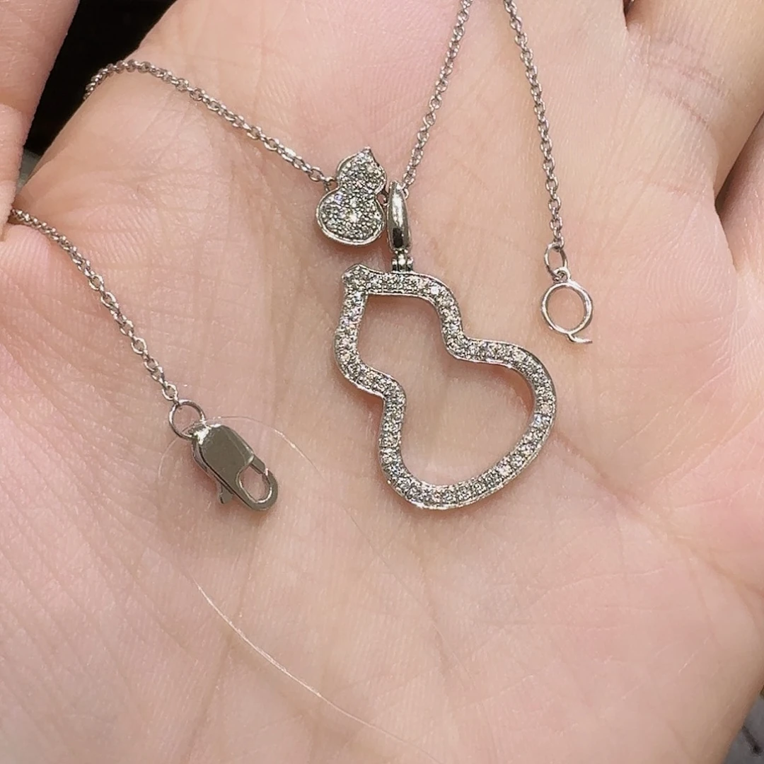 铂Pt950镶嵌颈饰实验室培育钻石葫芦