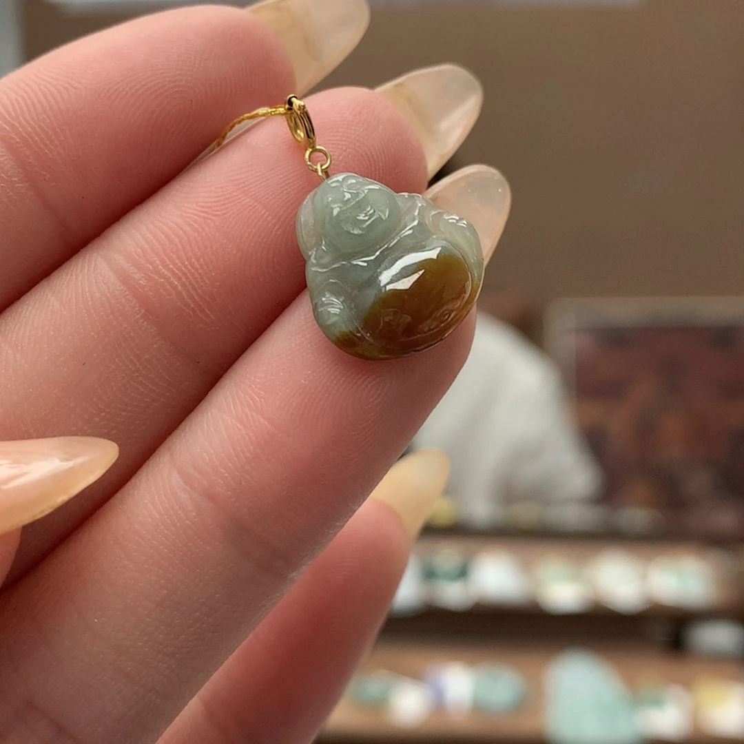 翡翠吊坠(不含链)18K金镶嵌