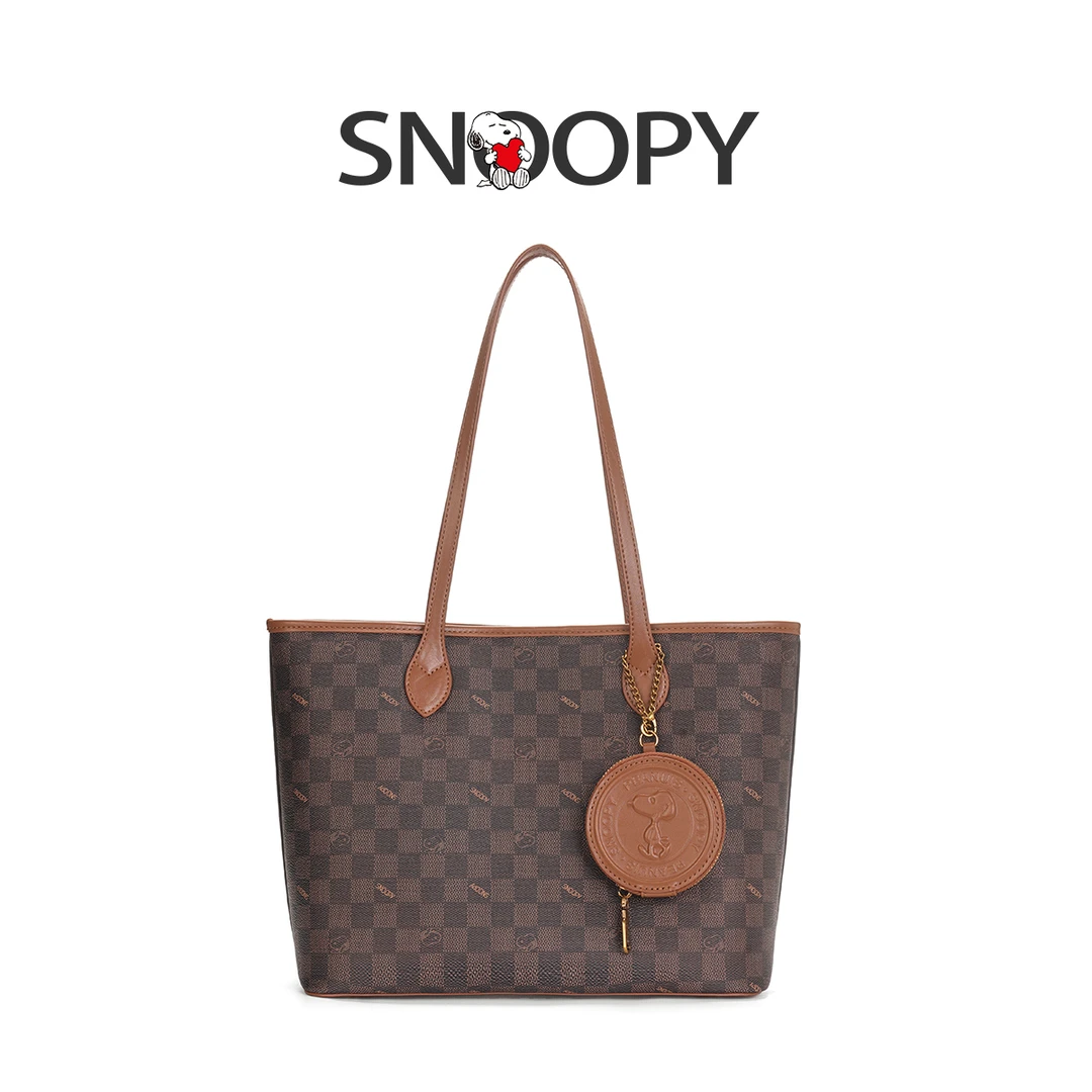 2024新款时尚百搭史努比单肩托特包女包SV8181棕色