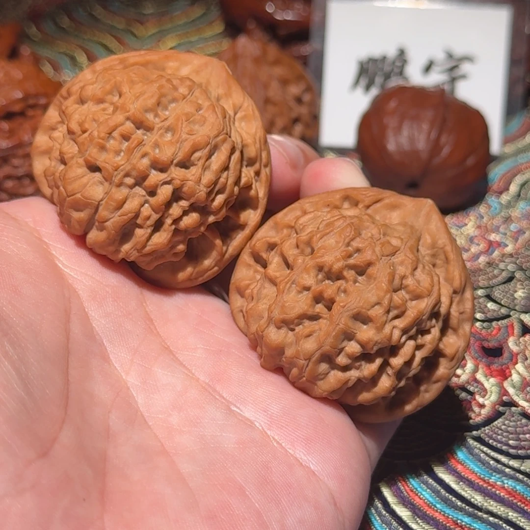 把件核桃44麒麟纹官帽文玩核桃