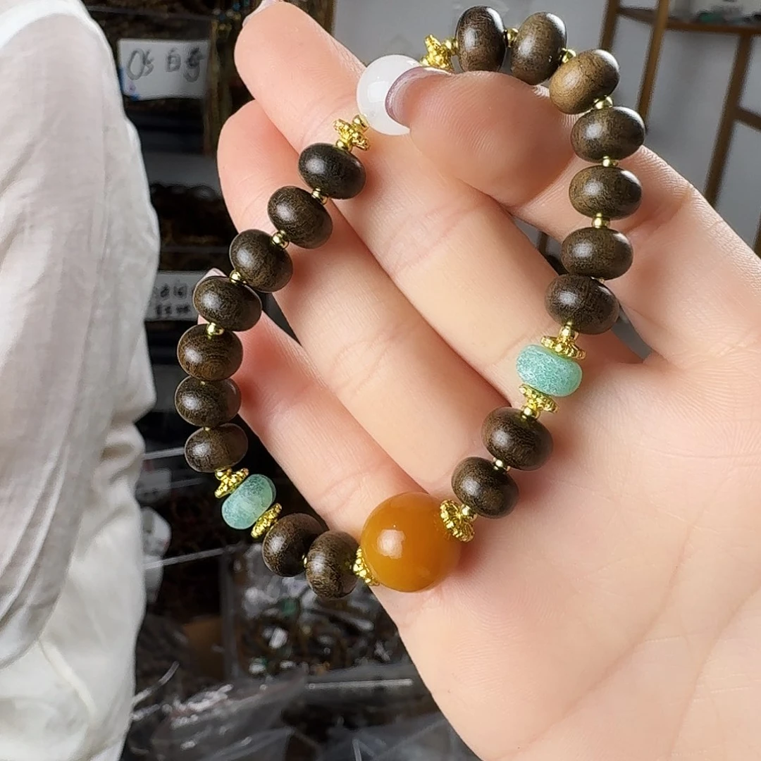 沉香香囊沉香B534白棋楠蜜蜡苹果珠单圈发一