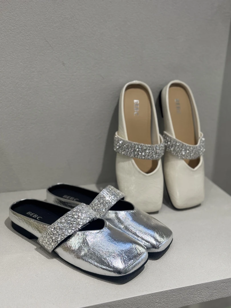 新品包头方头时尚百搭钻钻拖鞋0108