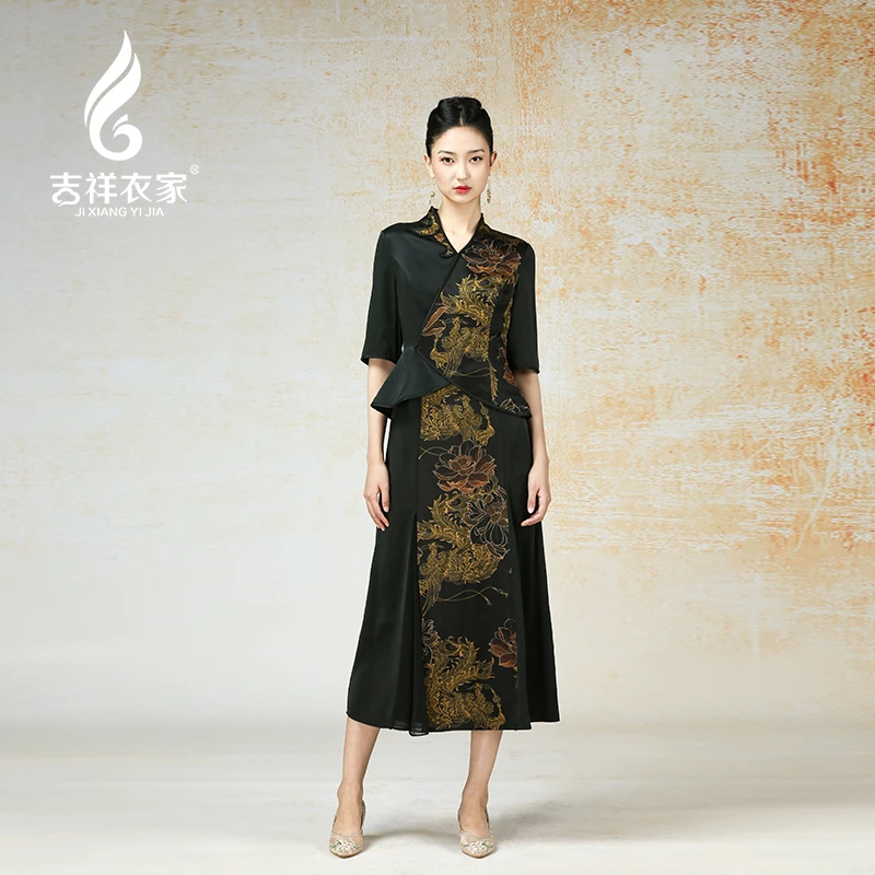 JIXIANGYIJIA/吉祥衣家凤鸣荷影（连衣裙）942236854