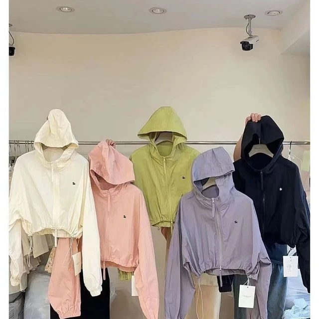 2024韩系短款辣妹防晒衣外女薄款高级感百搭抽绳休闲夹克上衣女