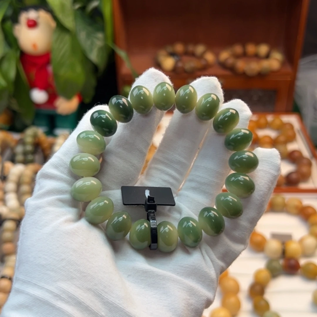 菩提根/象牙果手串卡14算盘玉化全品