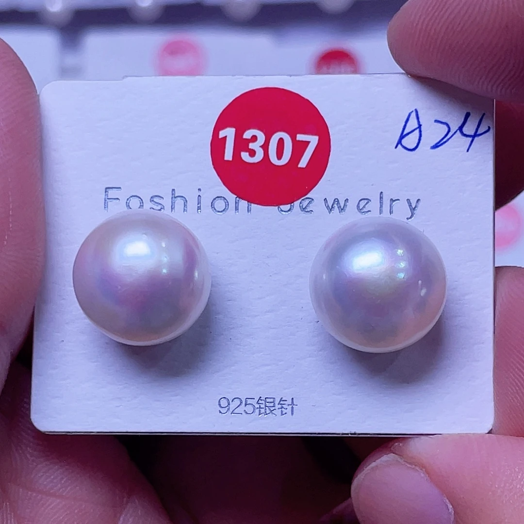 甜***圈耳饰银S925镶嵌淡水珍珠