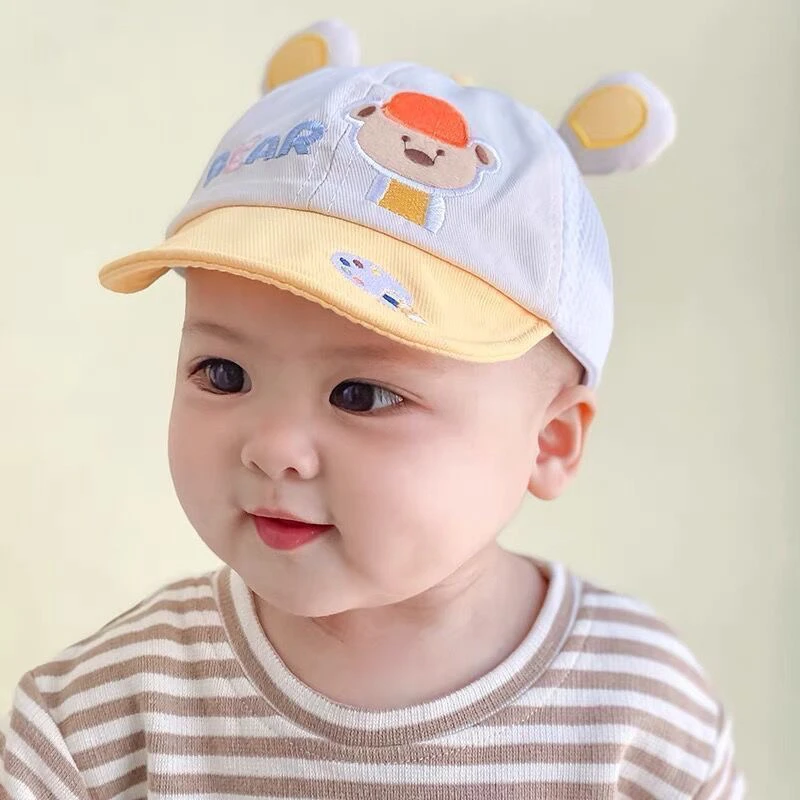 婴儿帽子春秋男女宝宝鸭舌帽可爱超萌夏季防晒薄款儿童网眼棒球帽