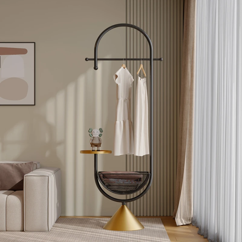 卧室轻奢多功能衣帽架小户型挂衣架家用网红极简落地衣架带脏衣篮