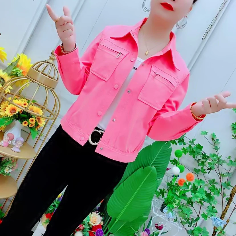 时尚小个子短款减龄外套女2025年春季新款纯色百搭休闲夹克上衣潮