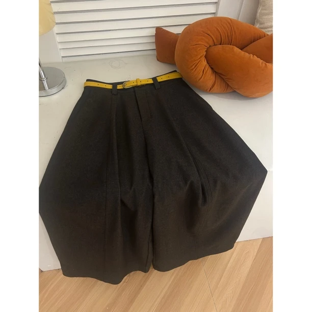 610154高腰显瘦纯色修身韩版阔腿休闲裤