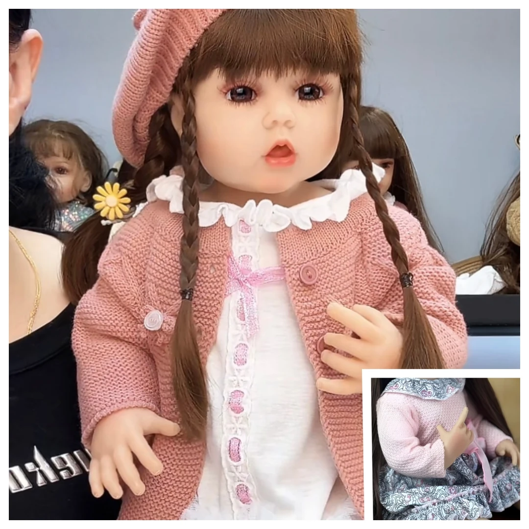 带三套衣服55cm吃手粉贝雷帽仿真娃娃女孩玩具搪胶娃娃生日礼物