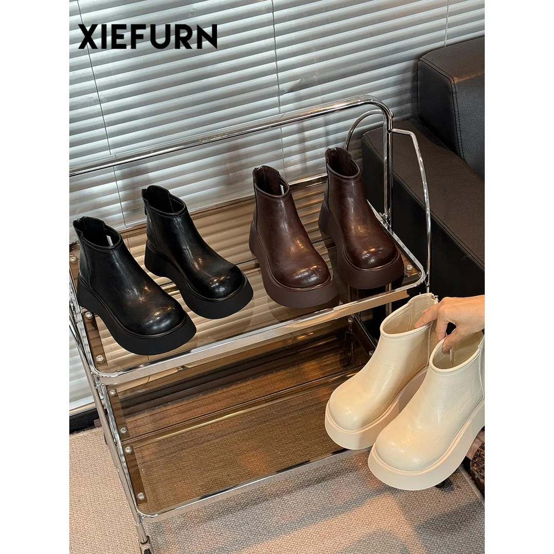 【DR设计师联名款】XIEFURN/鞋夫人秋冬厚底加绒瘦瘦靴2025新款爆