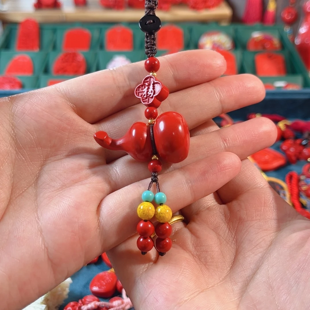 天然辰砂含辰砂工艺品葫芦钥匙扣包包挂