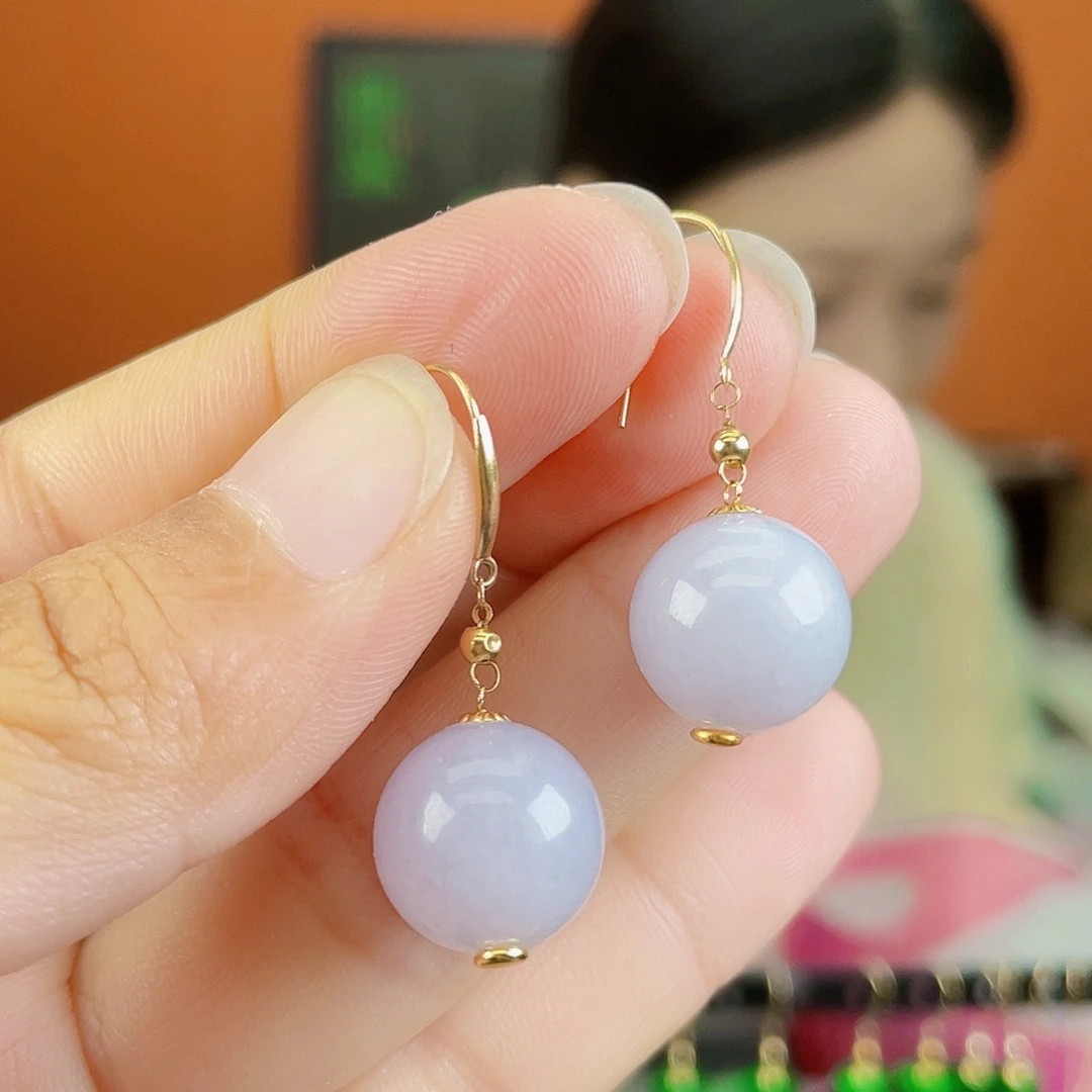 翡翠18K金镶嵌耳饰