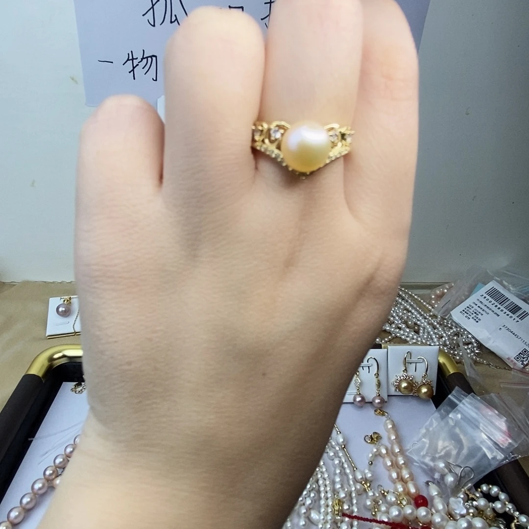 合金戒指淡水珍珠