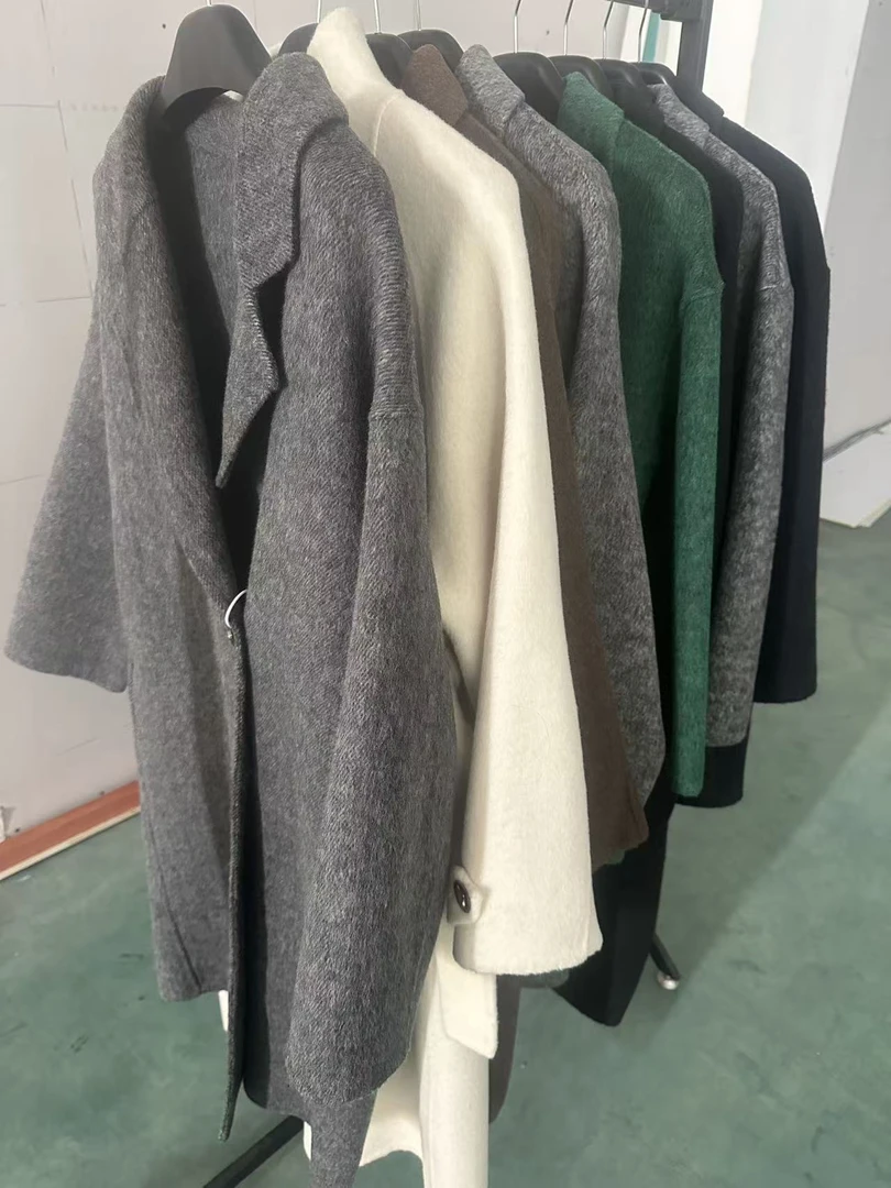 冬款双面澳洲绵羊毛长大衣女中长款宽松加厚小个子毛呢外套