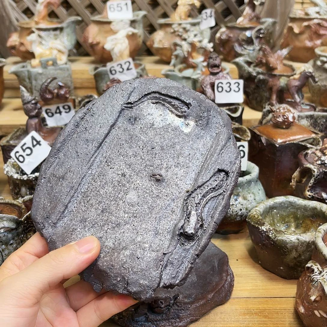 杯柴烧粗陶手捏壶承微瑕