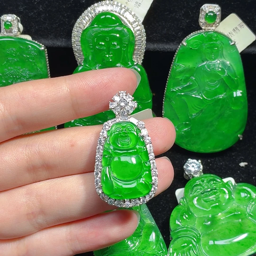 翡翠银S925镶嵌颈饰天然A货翡翠