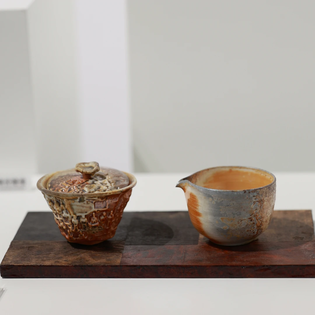 柴烧盖碗李现锋龙门石窟二才盖碗陶艺风盖碗单个盖碗柴窑裸烧茶碗