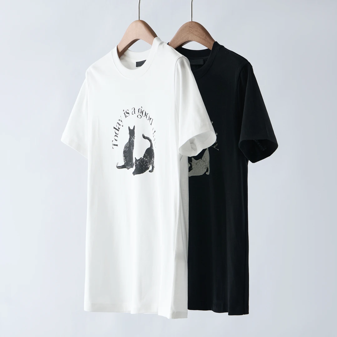 【YS11392】M家~25夏新品5A抗菌防螨棉质萌宠猫咪印花宽松短袖T恤