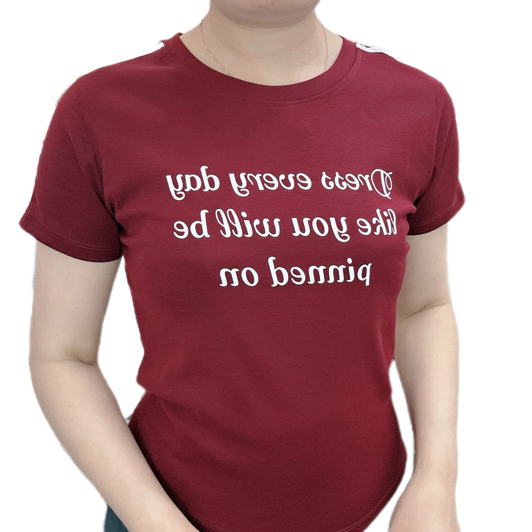 桃子家 字母印花螺纹棉面料女装上衣T恤夏季百搭款休闲外穿