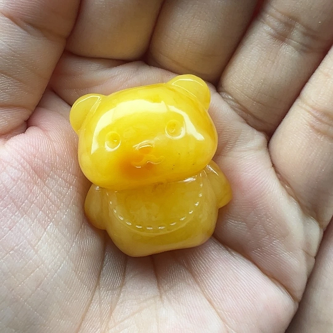 就***.琥珀未镶嵌珠宝奇石小熊打孔不退换