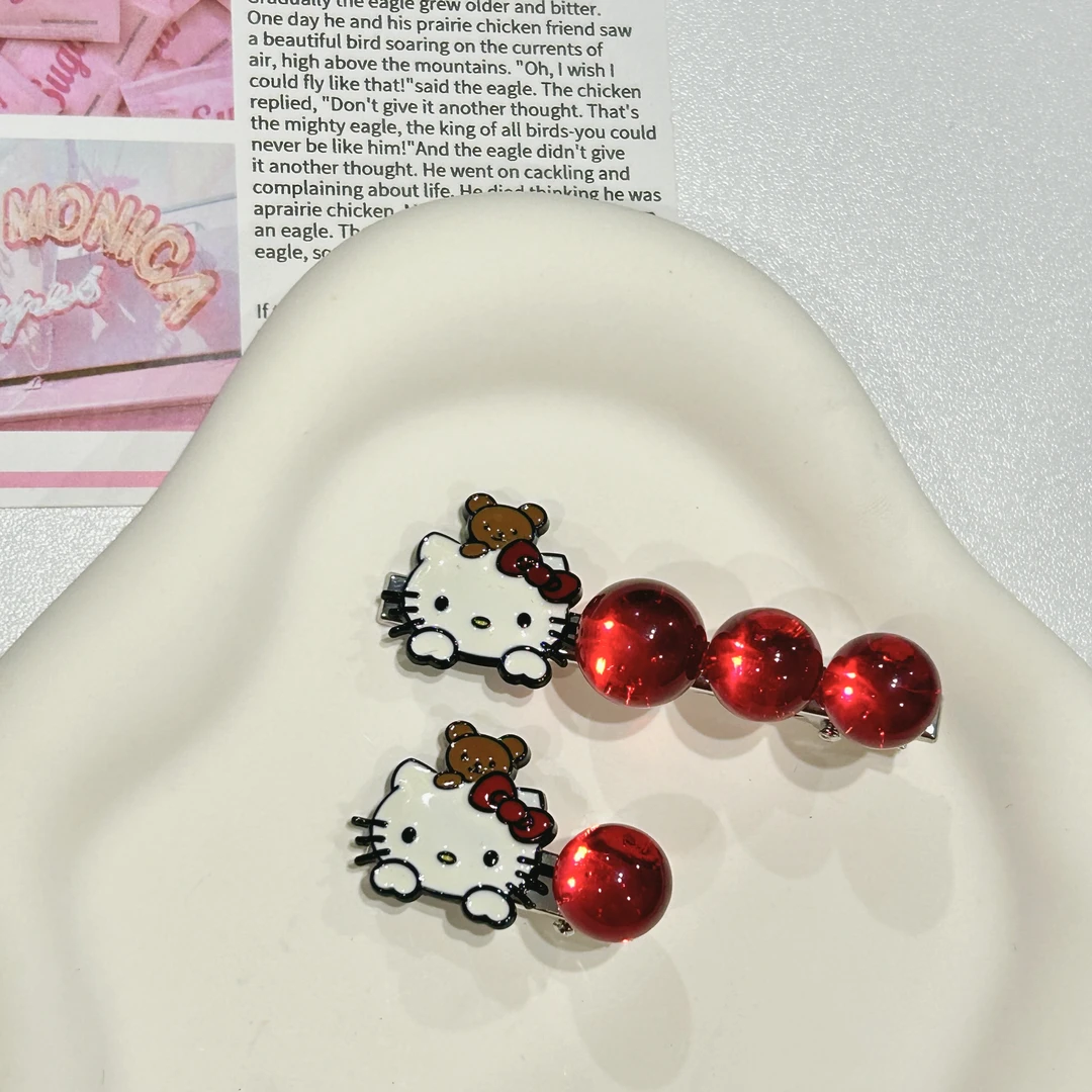 韩国女团同款草莓糖豆Kitty醋酸风发饰发夹边夹时尚可爱百搭头饰