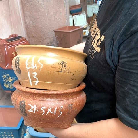 紫砂花盆手工制作