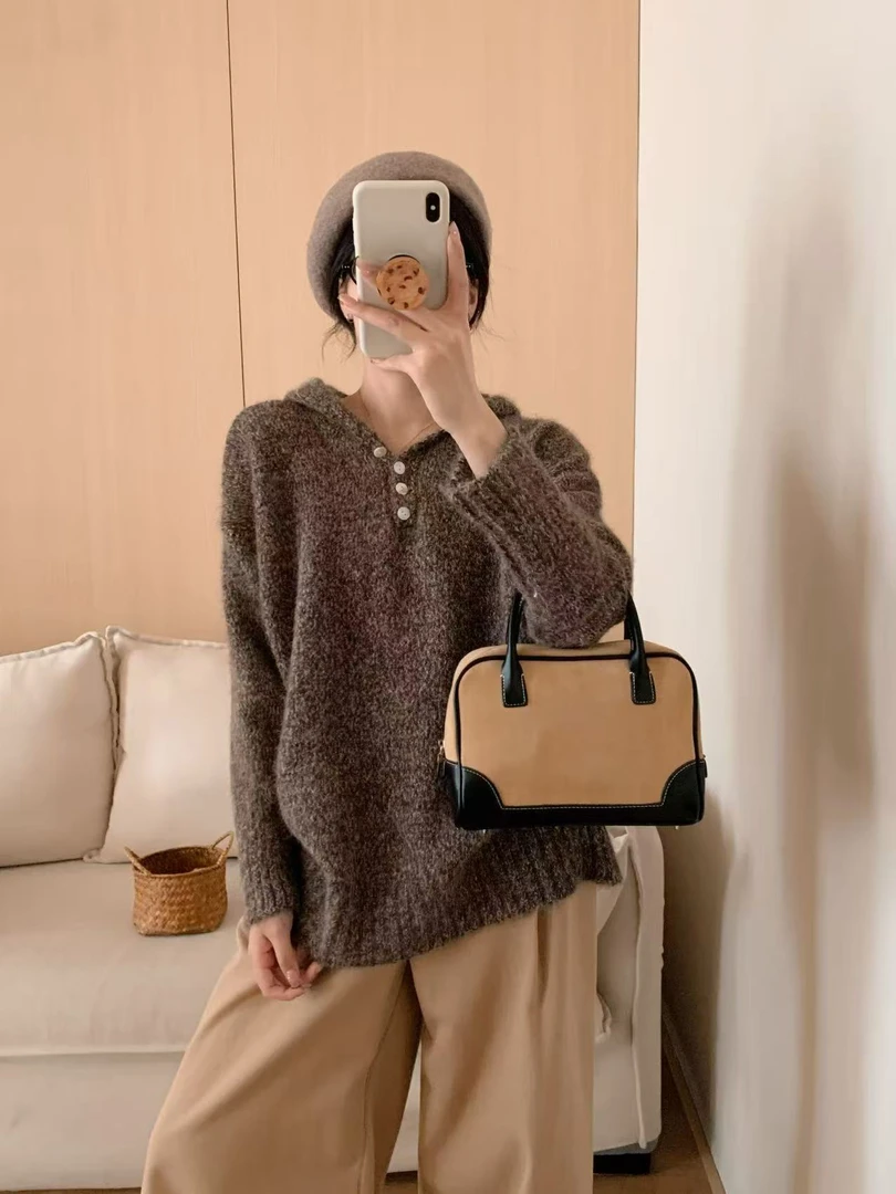 街头风常规连帽女常规款针织毛衣长袖