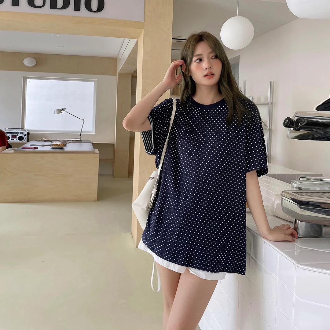 晶咕白标~满天星内里条纹外波点棉质宽松高贵上档次阔腿裤女