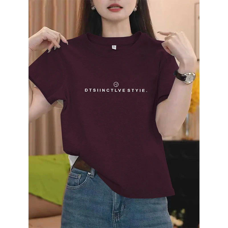 2025夏季正肩紫色短袖t恤女上衣ins时尚百搭减龄洋气显瘦体恤夏季