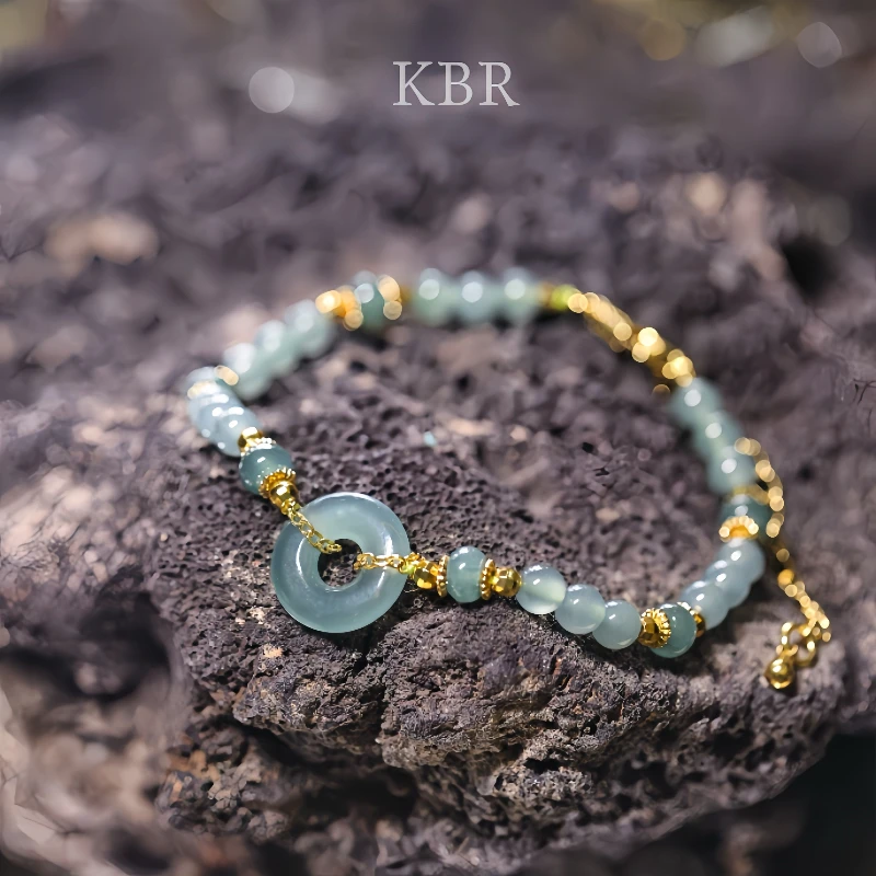 新款原创设计冰种天然翡翠平安扣手链手串百搭轻奢高级KBR0410009