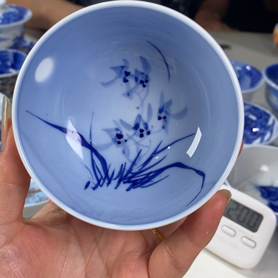青花兰花主人杯杯