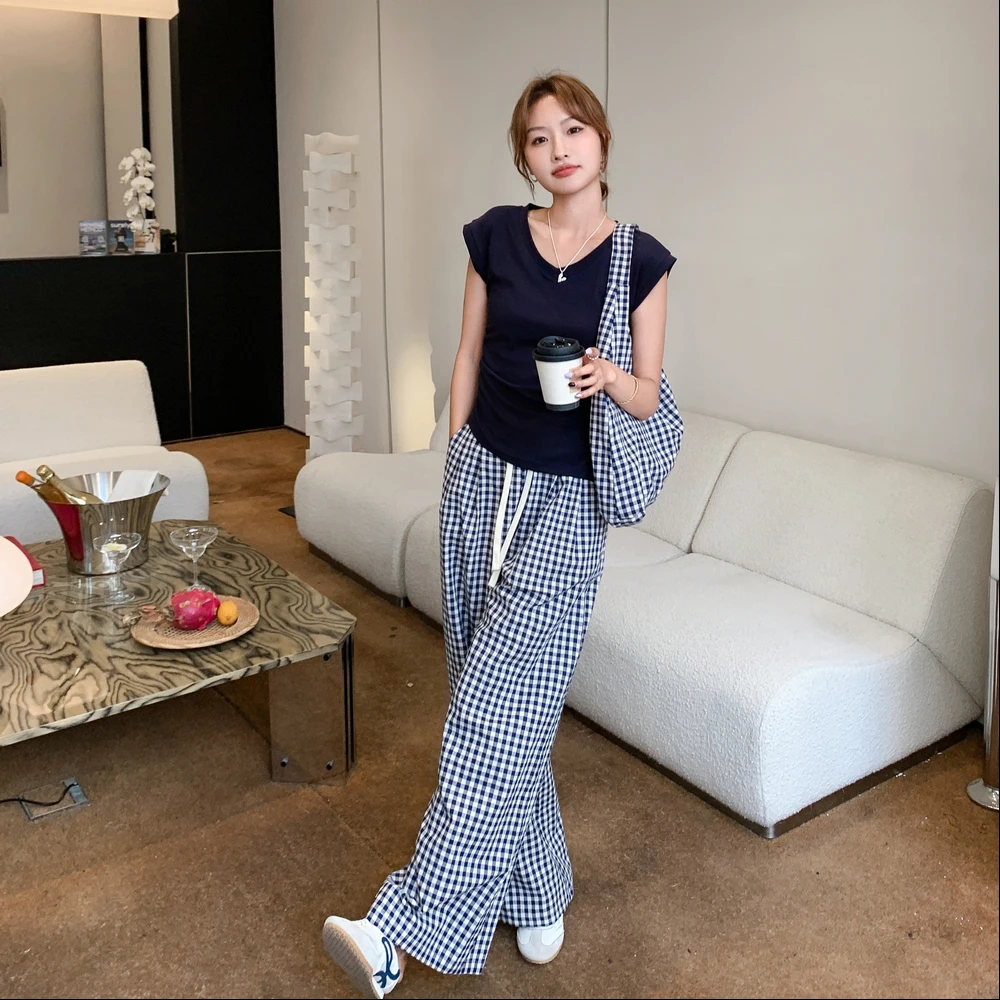 黑白气质针织时尚套装女显瘦绝美清冷松弛感洋气减龄T恤两件套