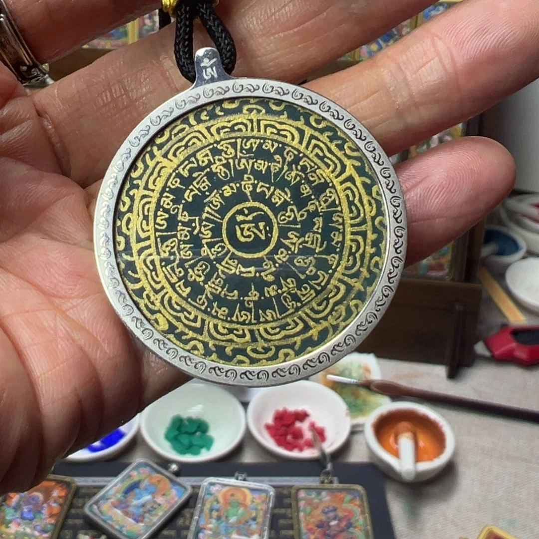 吊坠纯手绘六字真言