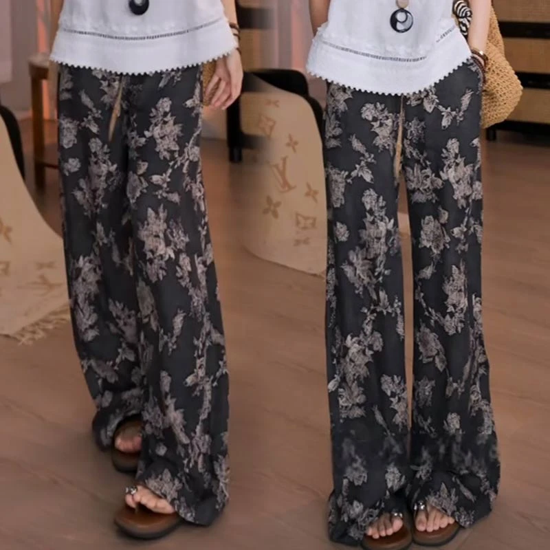 韩版时尚拼色设计感裤子女士2025年夏季新款洋气爆款高级感休闲裤