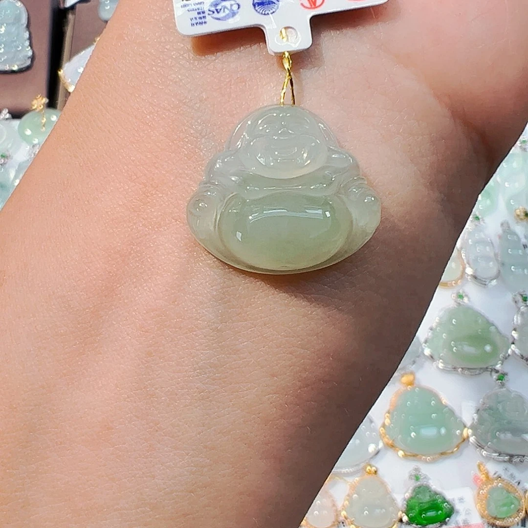 吊坠(不含链)18K金镶嵌翡翠佛公