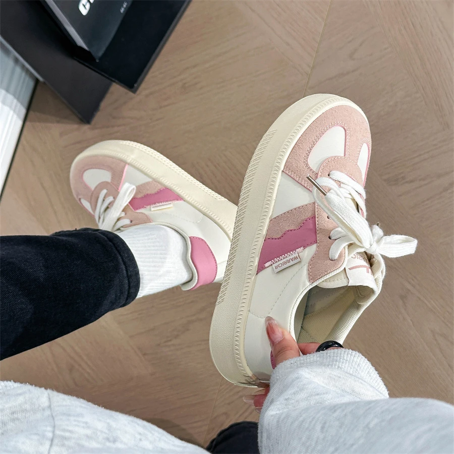 回力粉色德训鞋女2025新款甜妹百搭帆布鞋厚底通勤学生韩版板鞋女