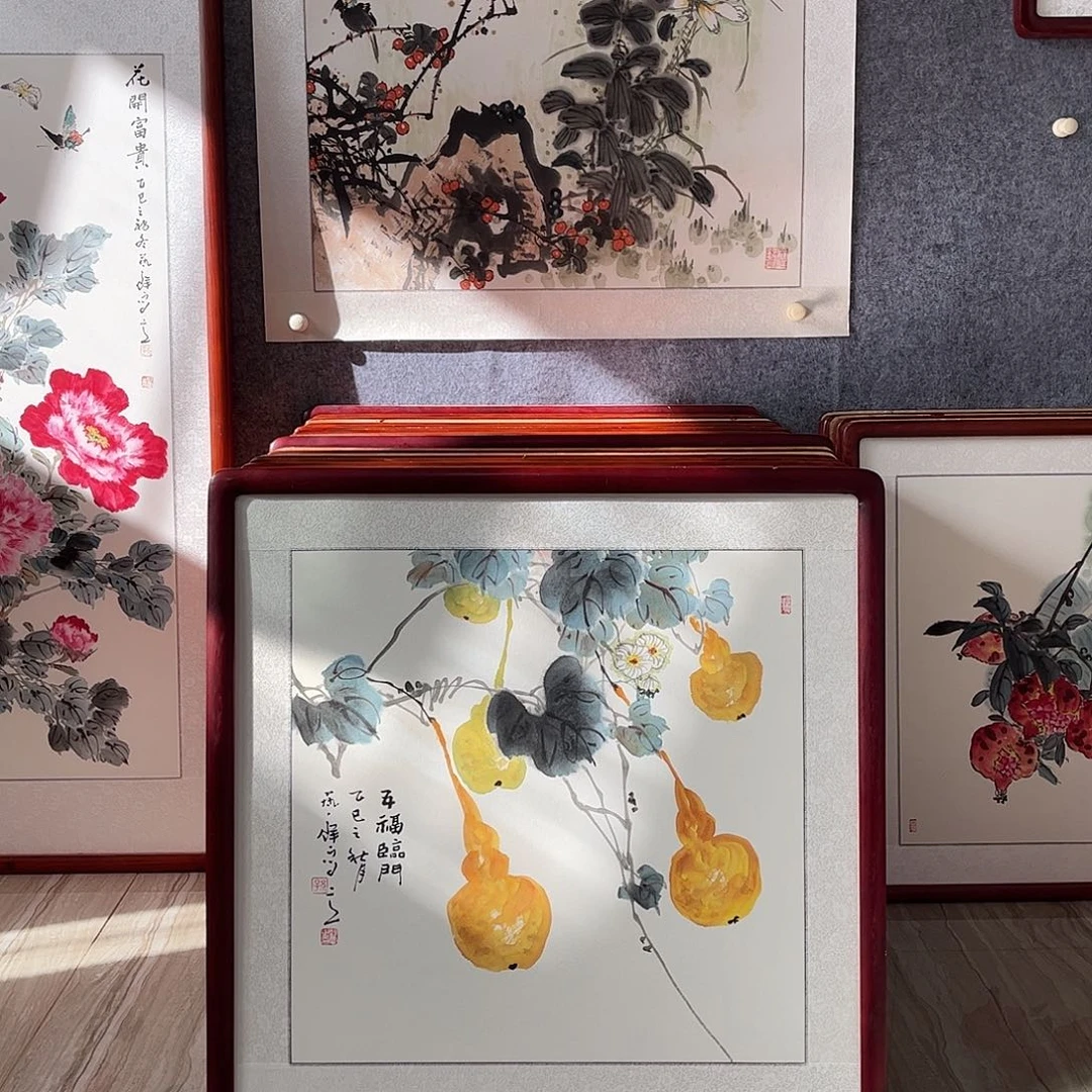 国画书画作品带框63×63