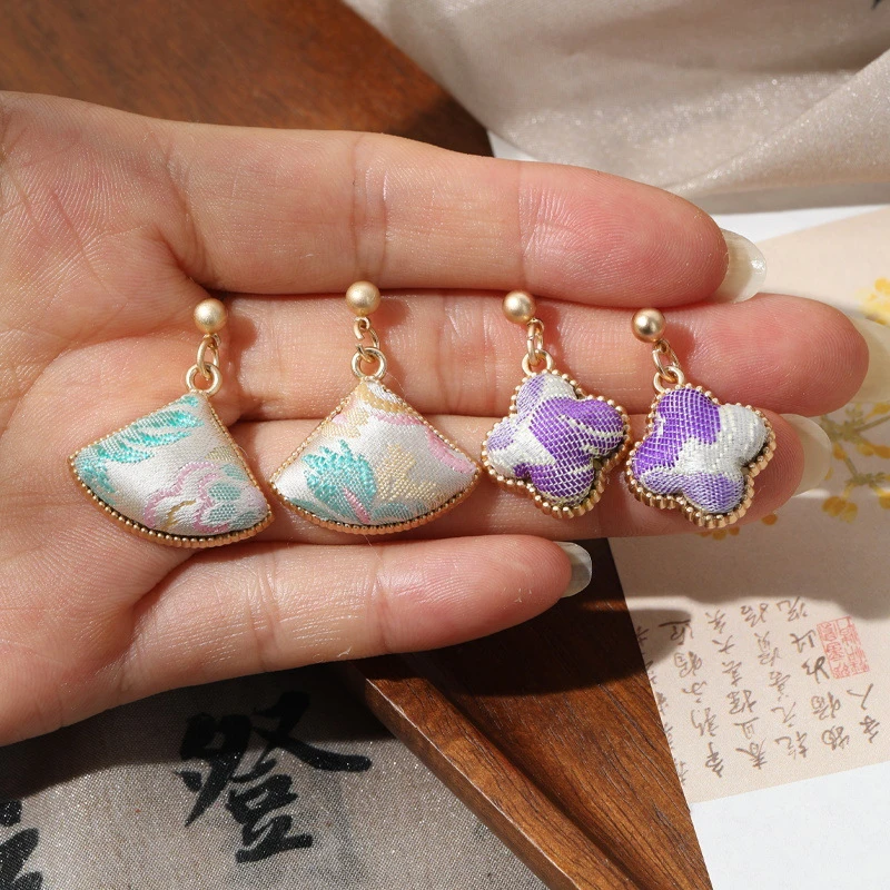 合金合成锆石耳饰 非遗手工DIY材料包宋锦耳环耳钉耳饰首饰新中式