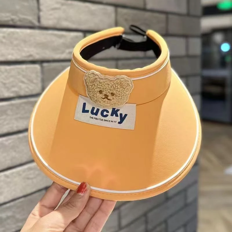 儿童防晒宝宝遮阳帽夏季男童女童帽子小熊空顶太阳帽帽防紫外线