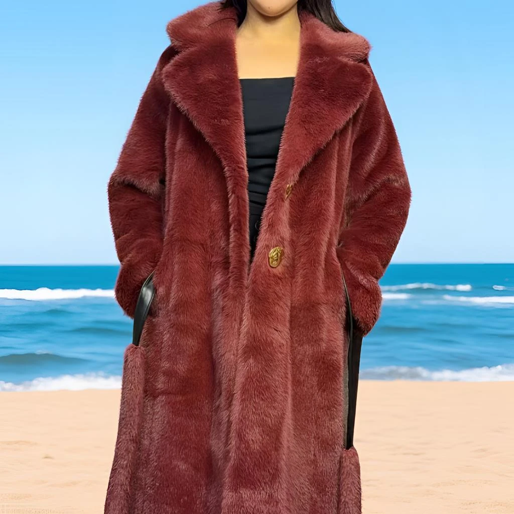 2025大衣长款加厚高端环保毛毛貂毛冬季豪门阔太水貂保暖外套上衣