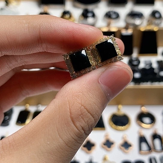 银S925镶嵌翡翠耳饰缅甸天然a货墨翠
