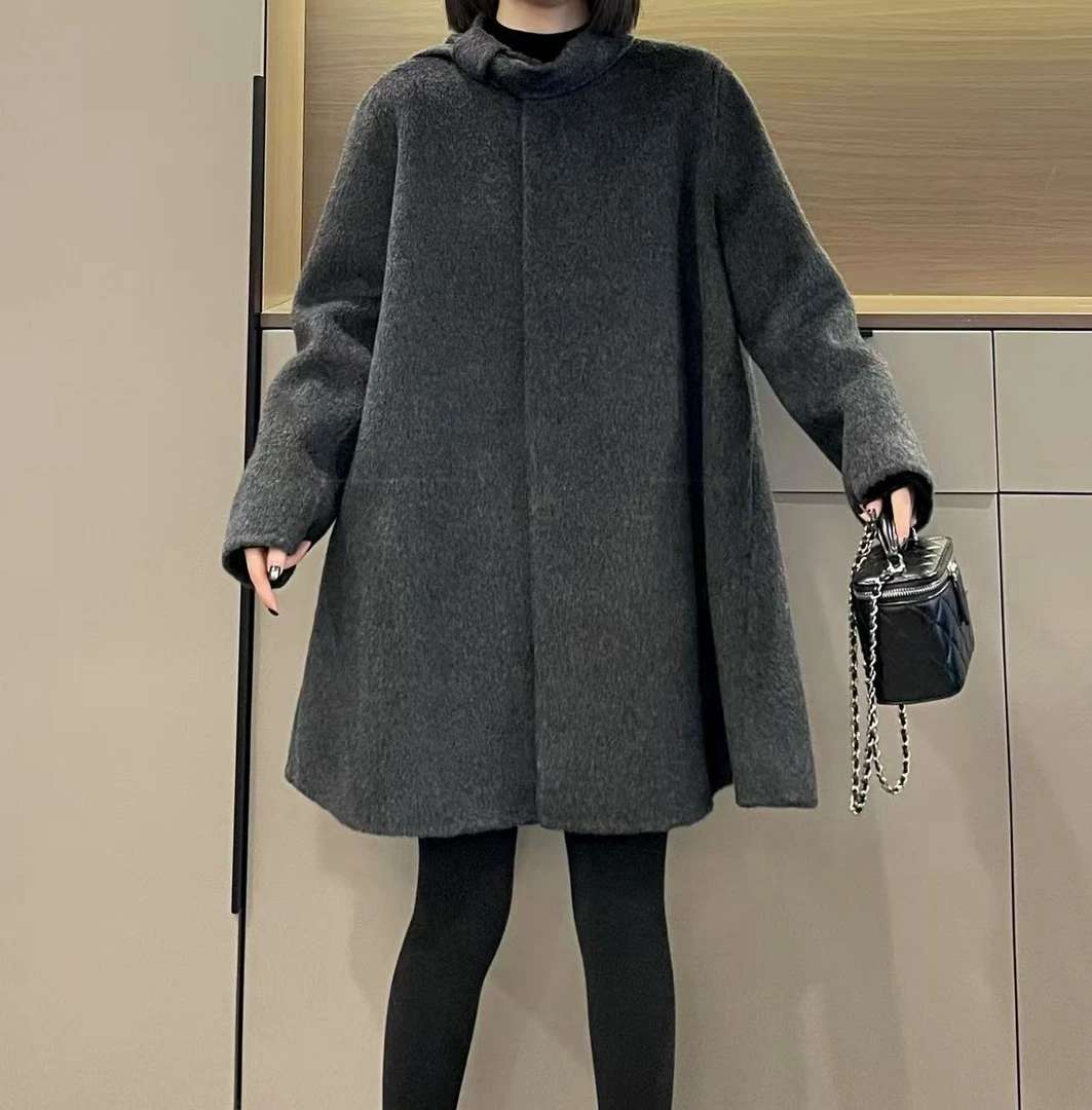 米可/MK-3121ZJ【领口飘带设计双面大衣】时尚冬季新款双面大衣