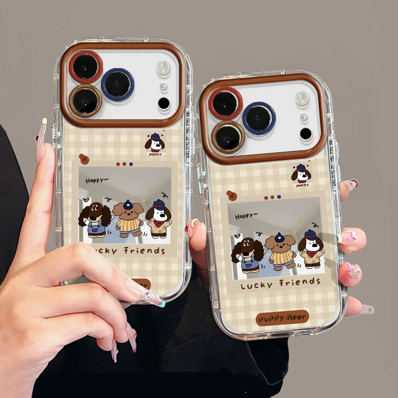 三只小狗适用苹果17pro手机壳16pm镜面oppo小众华为p防摔奶油小米