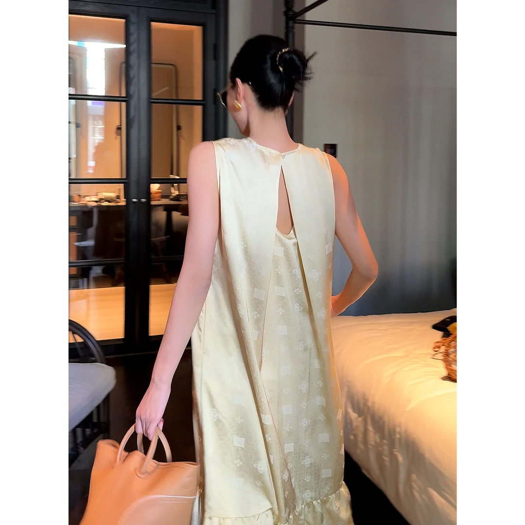 紫紫  香槟裙  浅中式唐代美学定位花苞连衣裙ZD07LZHJ072