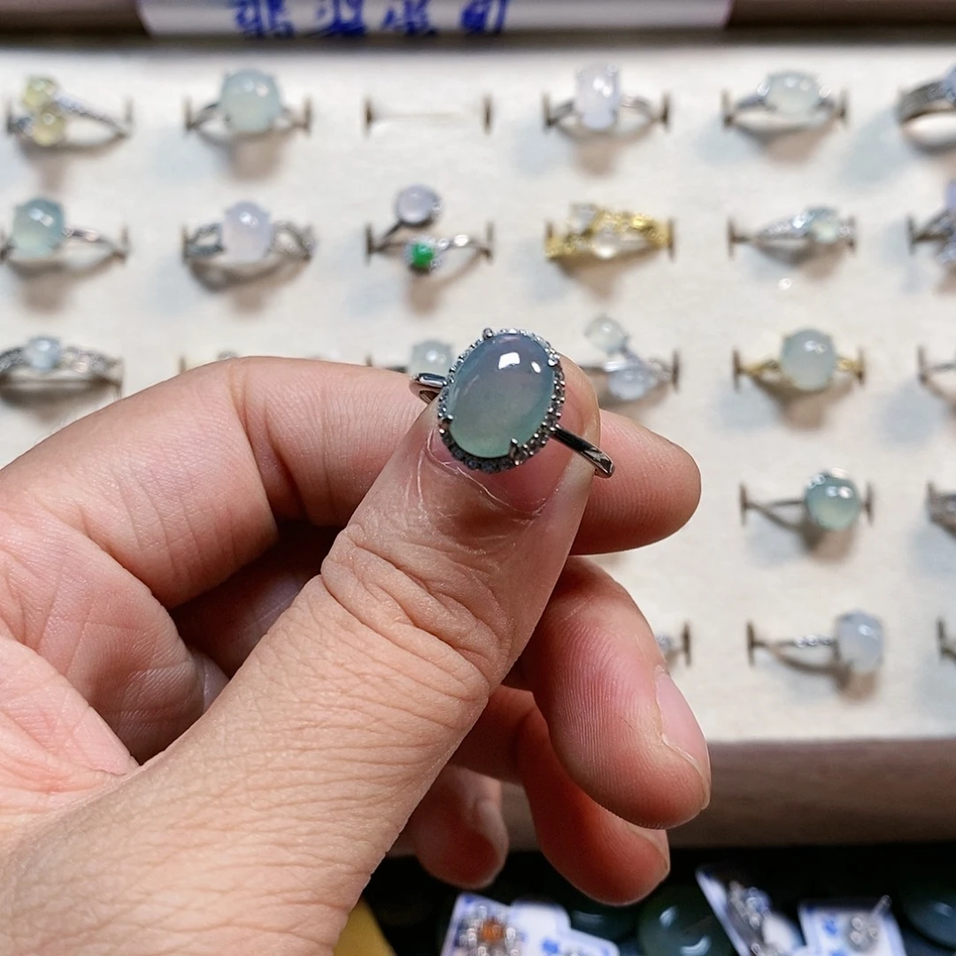 翡翠银S925镶嵌戒指