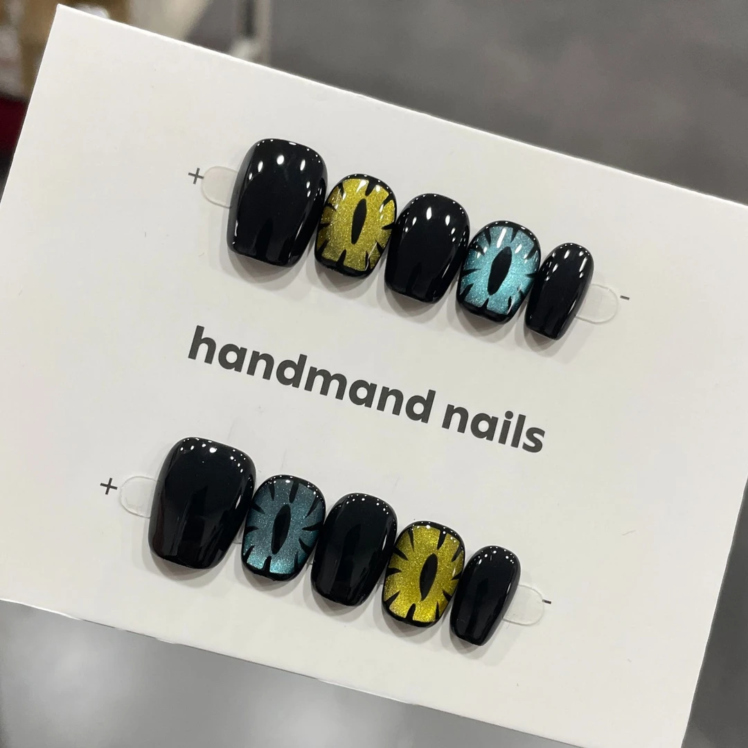 【恶魔之眼】暗黑个性独特小众款美甲气质短款纯手工手绘穿戴甲