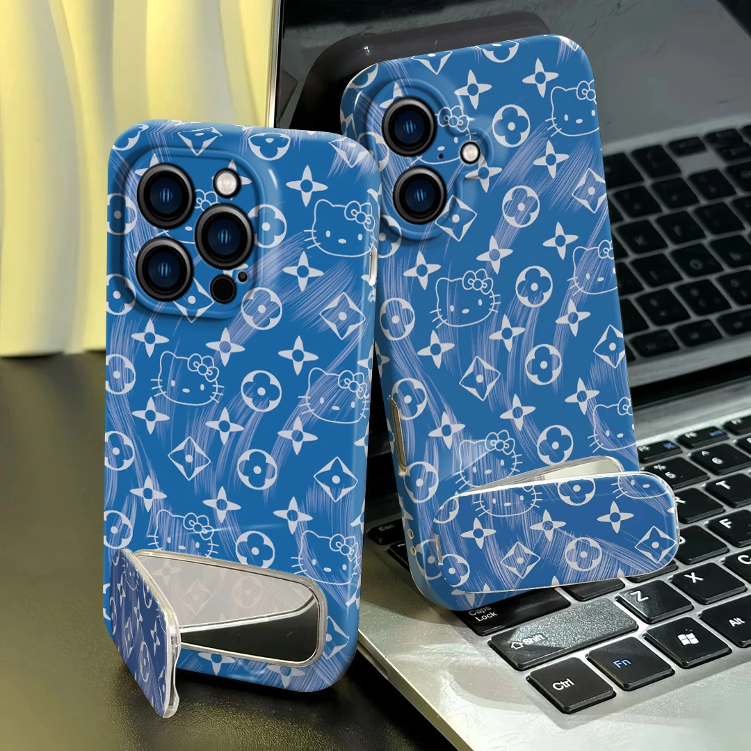 羽纱蓝KT猫轻奢适用于苹果16promax手机壳华为小米oppo荣耀vivo